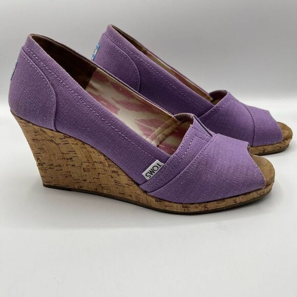 Toms Purple Orchid Wedge Hemp Sandals Sz 9.5 Open Toe - Picture 12 of 12